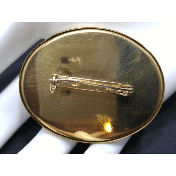 Vintage Pressed Flowers Brooch Read Flowers Plastic Cover Brown Background 1960s - Picture 5 of 7